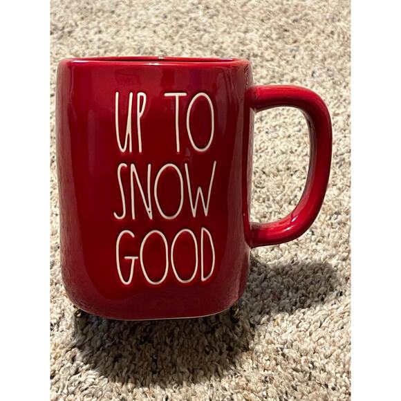 RAE DUNN Mug Christmas Up to Snow Good Red Magenta - Picture 1 of 4
